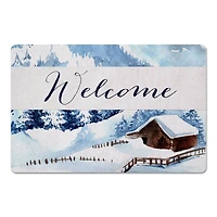 Welcome Snowy Cabin 27x18 Floor Mat