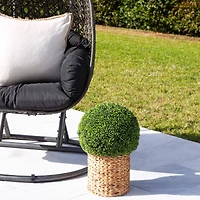 2ft. UV-Resistant Artificial Boxwood Ball Topiary in Hyacinth Weave Basket