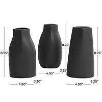 9" Black Ceramic Minimalistic Vase Set