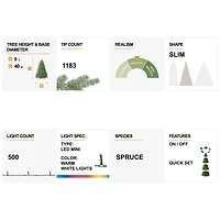 9ft. Pre-Lit Flocked Layered Spruce Artificial Christmas Tree, Warm White LED Lights