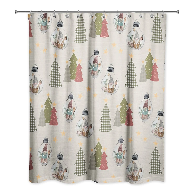 Tree & Globe Pattern Shower Curtain