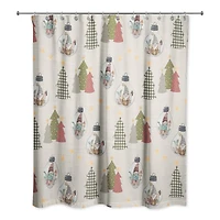 Tree & Globe Pattern Shower Curtain