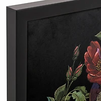 Skull with Floral Crown Black Framed Canvas Wall Art