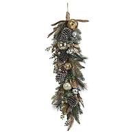 Hello Honey® 2.5ft. Faux Pine Swag with Ornaments, Pinecones & Glitter