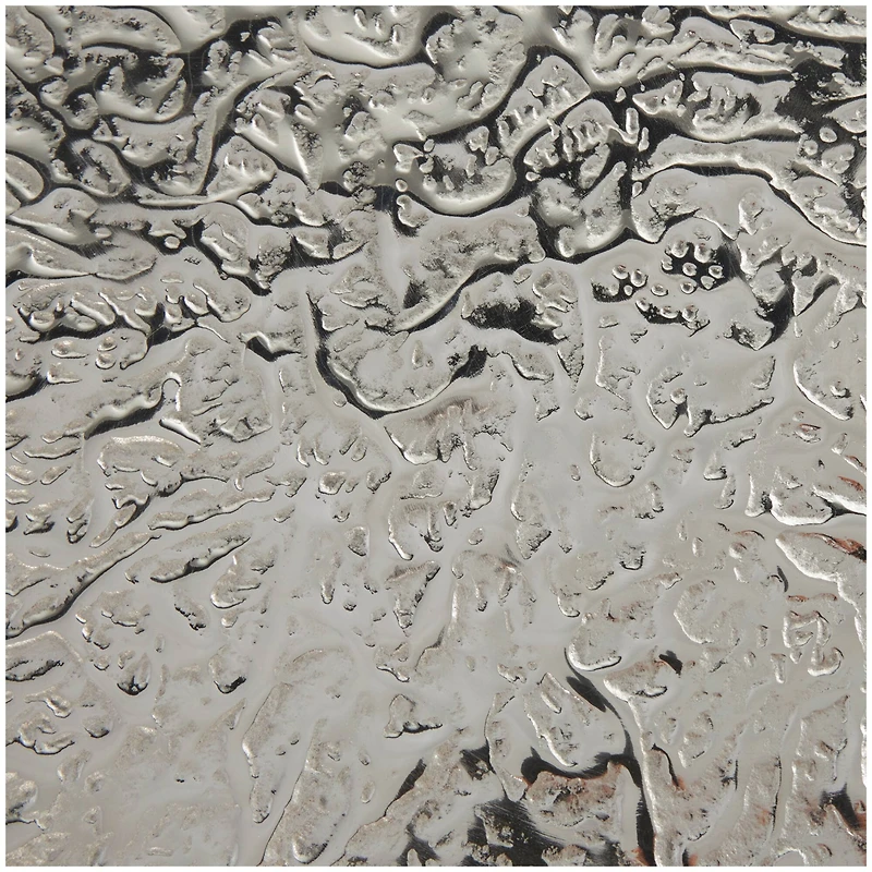 Silver Aluminum Geometric Slim Textured Accent Table