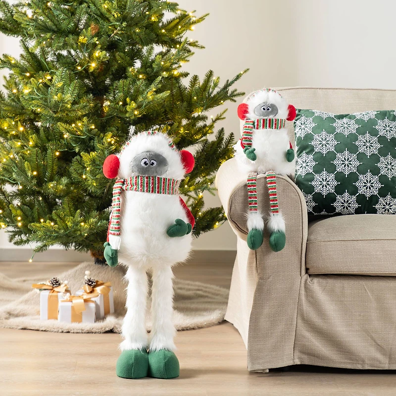 Glitzhome® 29"H Christmas Fabric Yeti With Telescoping Legs