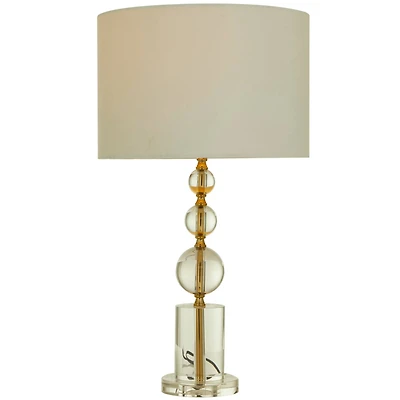 CosmoLiving by Cosmopolitan Gold Crystal Orbs Style Base Table Lamp with Drum Shade 15" x 15" x 27"