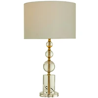 CosmoLiving by Cosmopolitan Gold Crystal Orbs Style Base Table Lamp with Drum Shade 15" x 15" x 27"