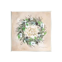 Stupell Industries Joy to the World Holiday Floral Wreath Wall Art