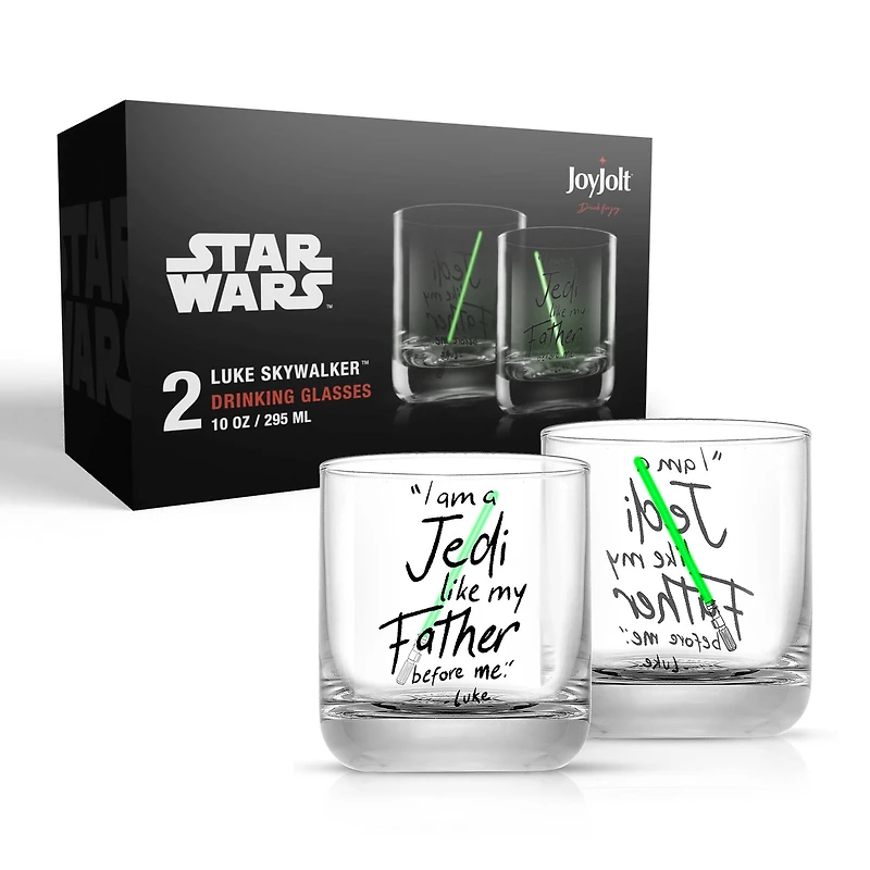 JoyJolt® Star Wars™ 10oz. New Hope Luke Skywalker Green Lightsaber Short Drinking Glass, 2ct.