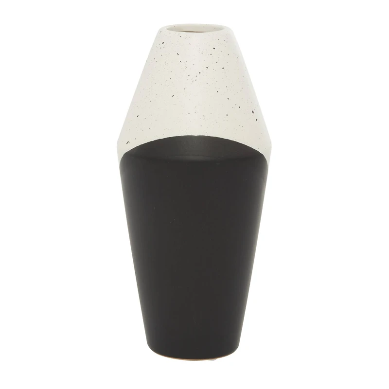 Black Ceramic Contemporary Vase, 12" x 6" x 6"
