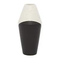 Black Ceramic Contemporary Vase, 12" x 6" x 6"