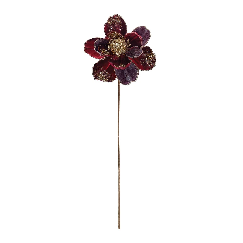 28" Beaded Velvet Magnolia Flower Stems