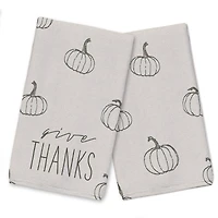 Give Thanks Gray Pumpkin Tea Towel Set