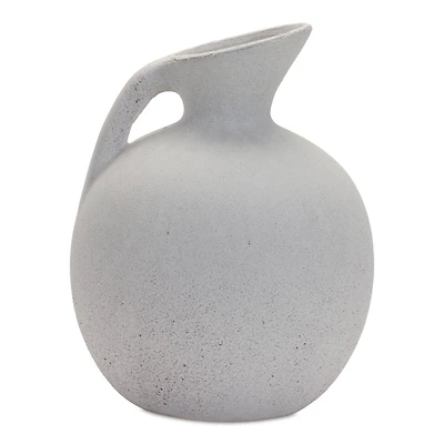 9.5" White Modern Clay Pitcher Vase