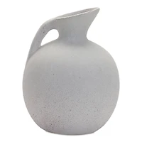 9.5" White Modern Clay Pitcher Vase