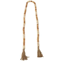 Brown Wood Beaded Garland with Tassel