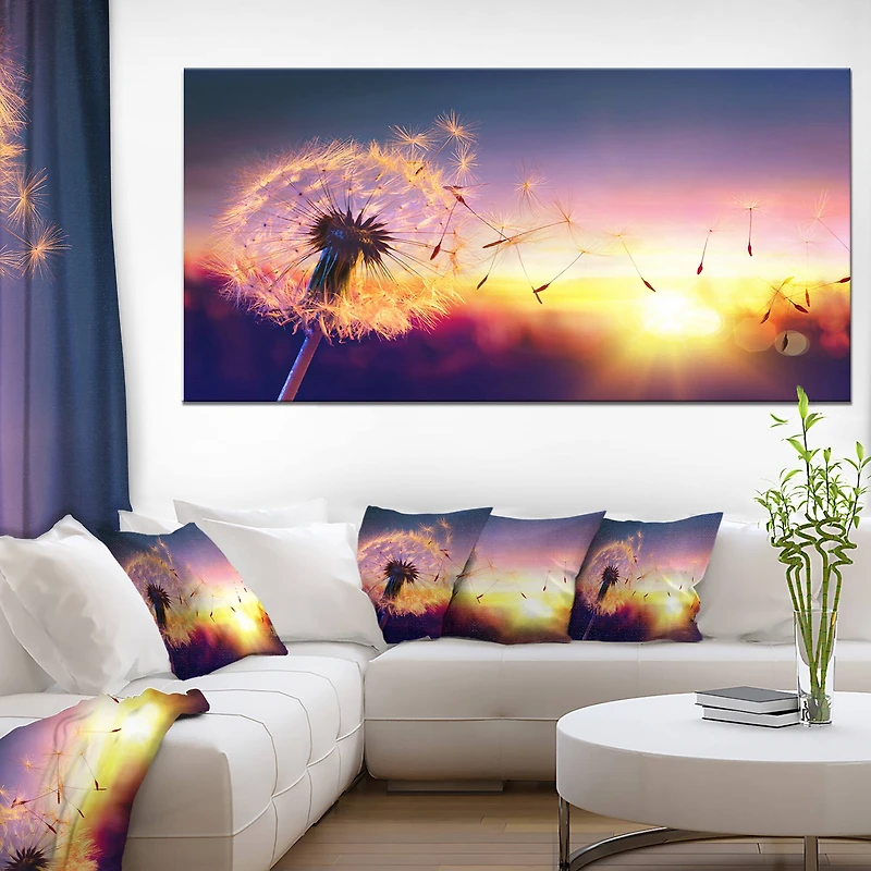 Designart - Dandelion at Sunset Freedom to Wish - Oversized Abstract Canvas Art Print
