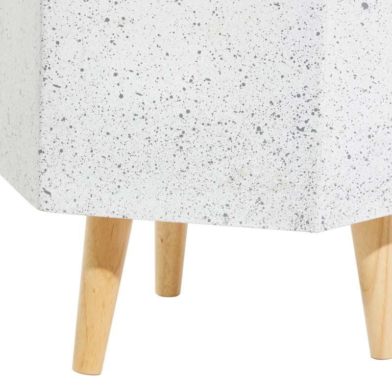 Set of 2 White MgO Contemporary Planter 15", 17"