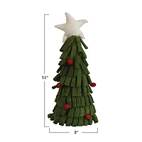 Hello Honey® 11.5" Handmade Wool Felt Tree with Star & Pom Poms