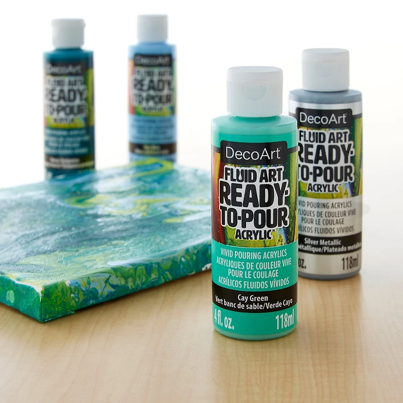 DecoArt® Fluid Art Ready to Pour Acrylic™ Silver Seas Paint Pack