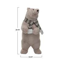 Hello Honey® 22.75" Cream Faux Fur Standing Upright Polar Bear with Scarf