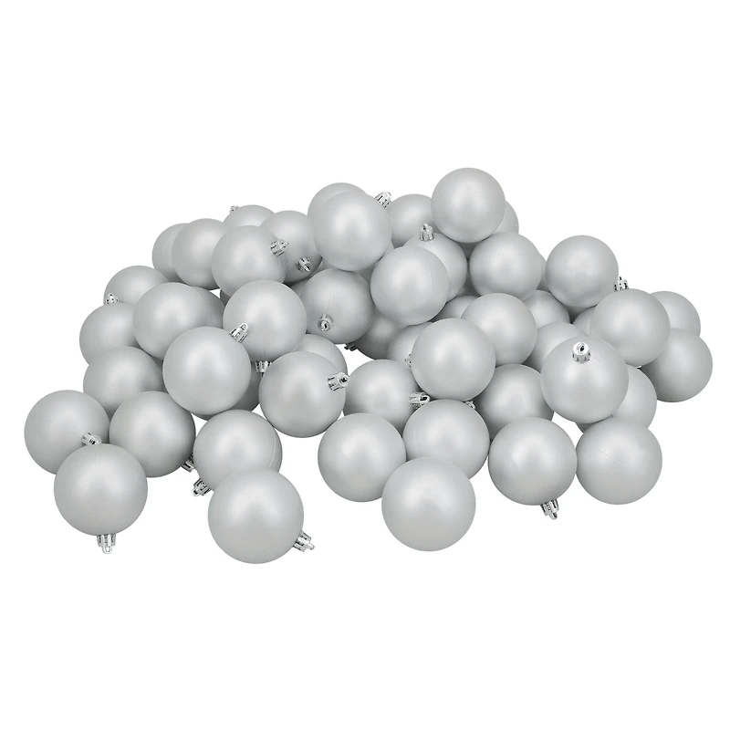 60ct Matte Silver Splendor Shatterproof Ball Ornaments