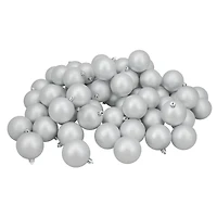 60ct Matte Silver Splendor Shatterproof Ball Ornaments