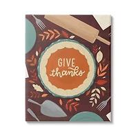 Stupell Industries Give Thanks Kitchen Utensils Pattern Canvas Wall Art