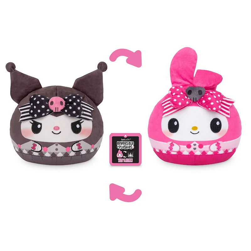 TeeTurtle 6" Pink & Black My Melody & Kuromi Reversible Plushie
