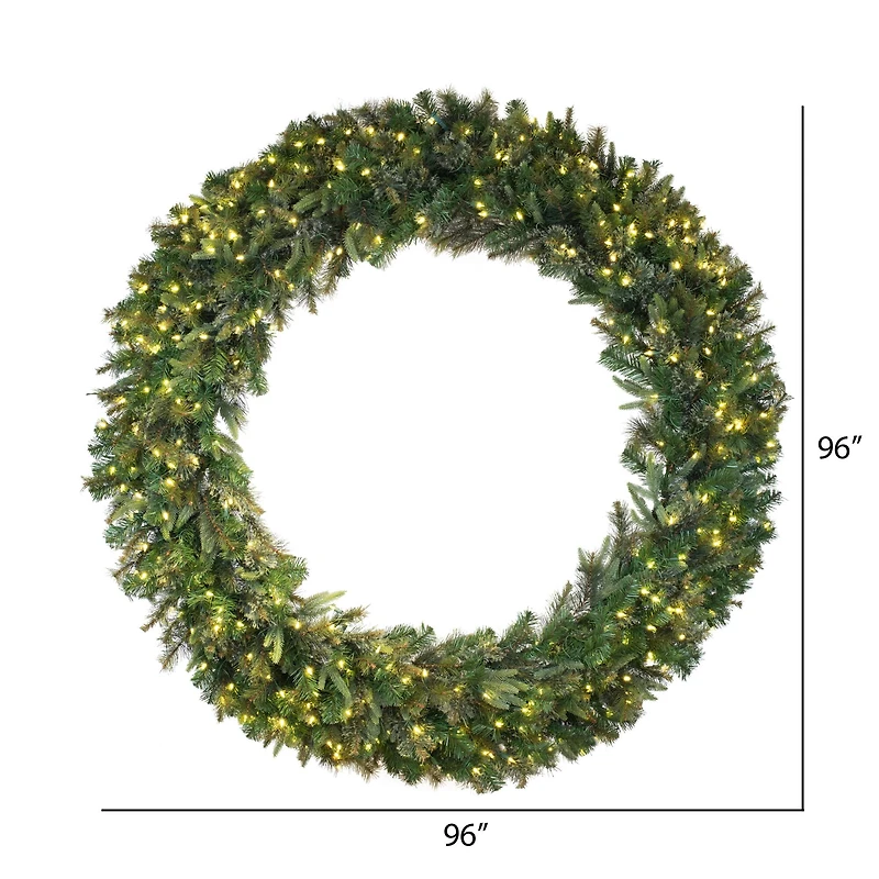 96" Warm White Dura-Lit® LED Cashmere Pine Wreath