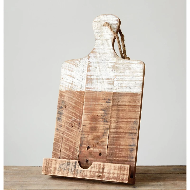 Hello Honey® 16" Distressed White Dipped Wood Tablet Holder