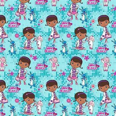 Disney® Doc McStuffins Light Teal We Care Cotton Fabric