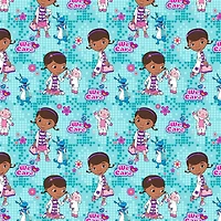 Disney® Doc McStuffins Light Teal We Care Cotton Fabric