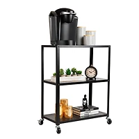 Mind Reader Rolling Cart, Microwave Stand, 3-Tier, Coffee Cart, Office, Metal, Black