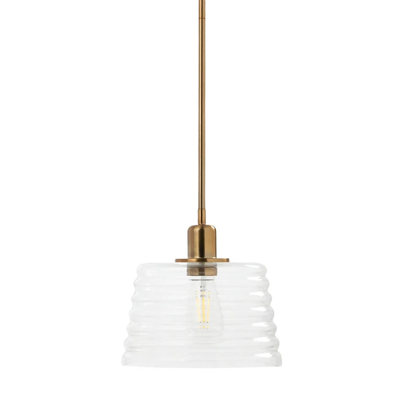 Hello Honey® Robert Stevenson Lighting Rhodes Metal & Clear Ribbed Glass Ceiling Light