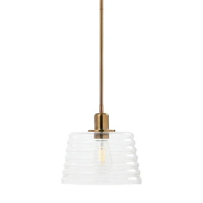 Hello Honey® Robert Stevenson Lighting Rhodes Metal & Clear Ribbed Glass Ceiling Light