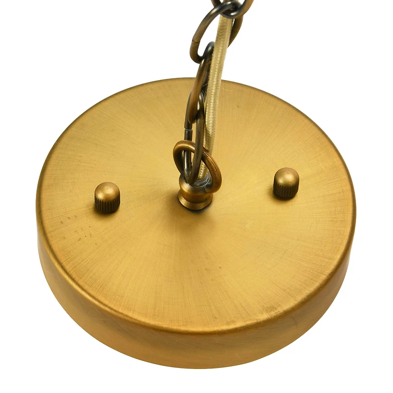 Hello Honey® 16" Brown Coastal Pendant Lamp with Natural Paper Rope Shade, Fringe Detail and Iron Base