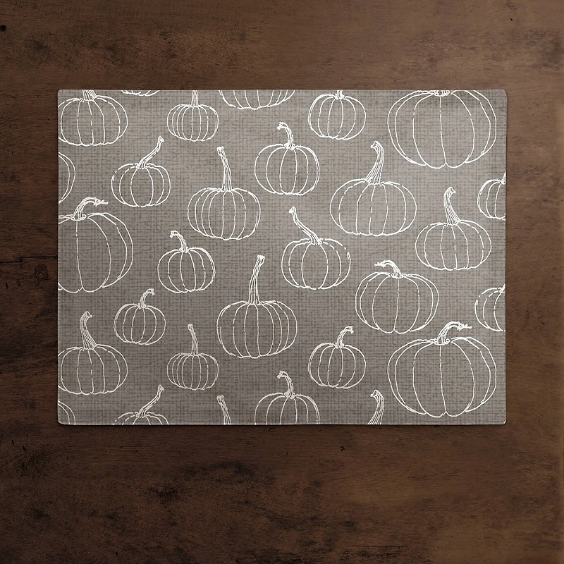 Gray Pumpkin Pattern Cotton Twill Placemat