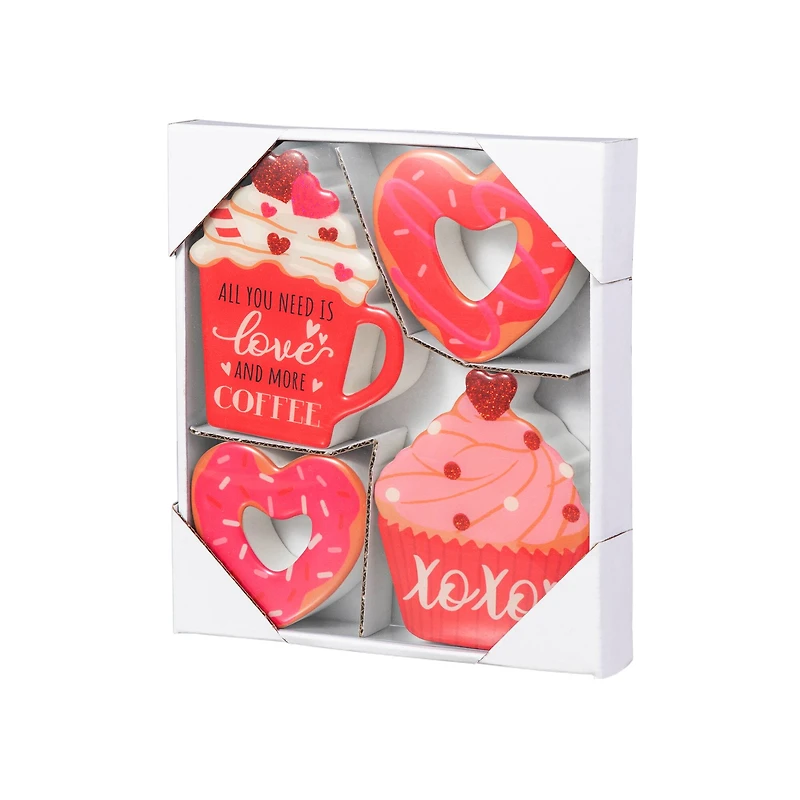 Glitzhome® Valentine's Wooden Cup Cakes & Heart Table Décor Set