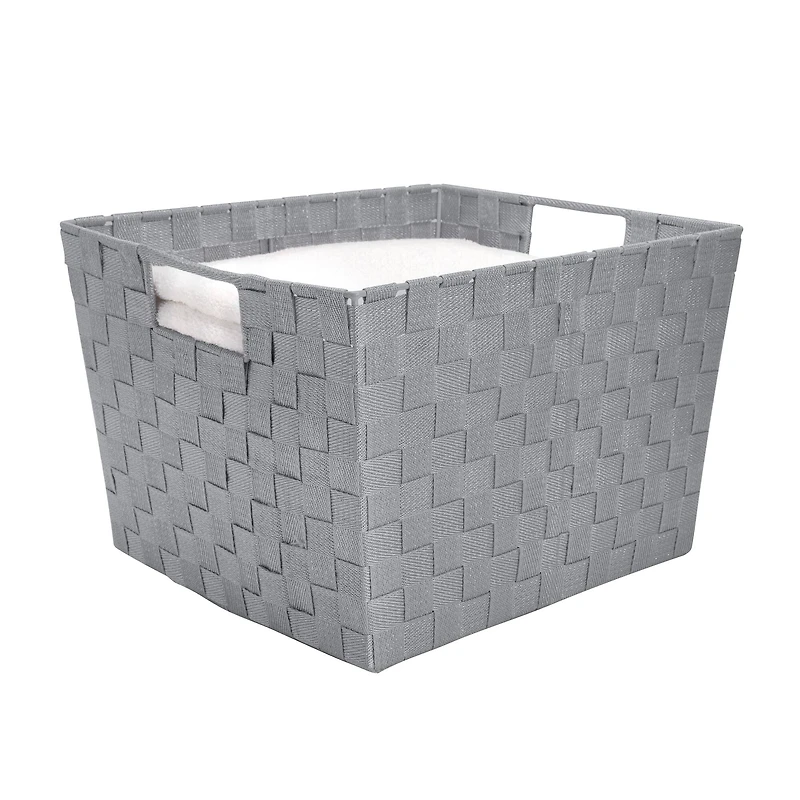 Simplify Lurex Striped Woven Storage Shelf Bin