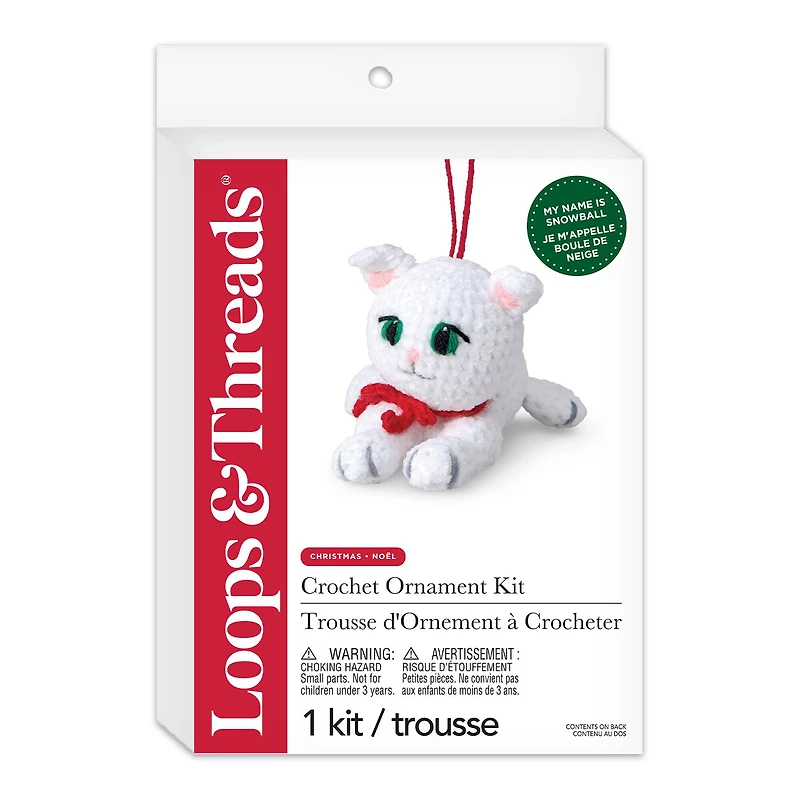 Intermediate White Cat Amigurumi Crochet Ornament Kit by Loops & Threads®