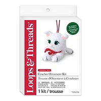 Intermediate White Cat Amigurumi Crochet Ornament Kit by Loops & Threads®