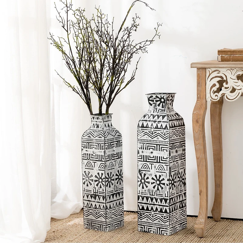 Glitzhome® Textured Metal Boho Vase Set