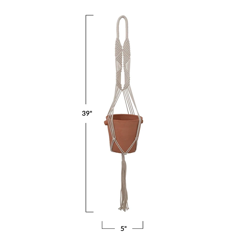 Hello Honey® 39" Natural Handwoven Cotton Macramé Plant Hanger