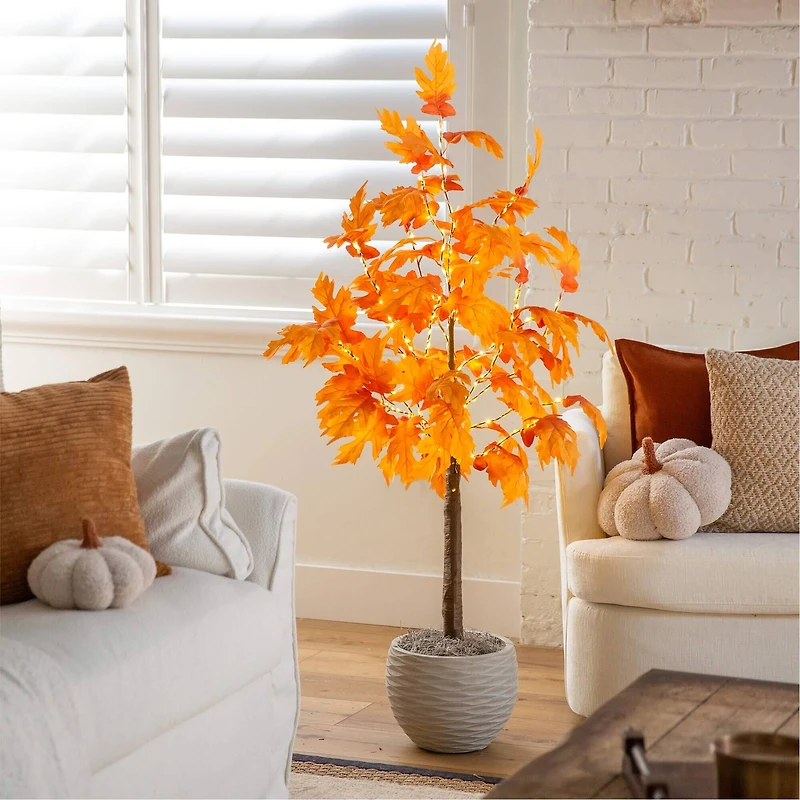 4ft. Pre-Lit Autumn Maple Artificial Fall Tree with 180 Warm White LED Lights