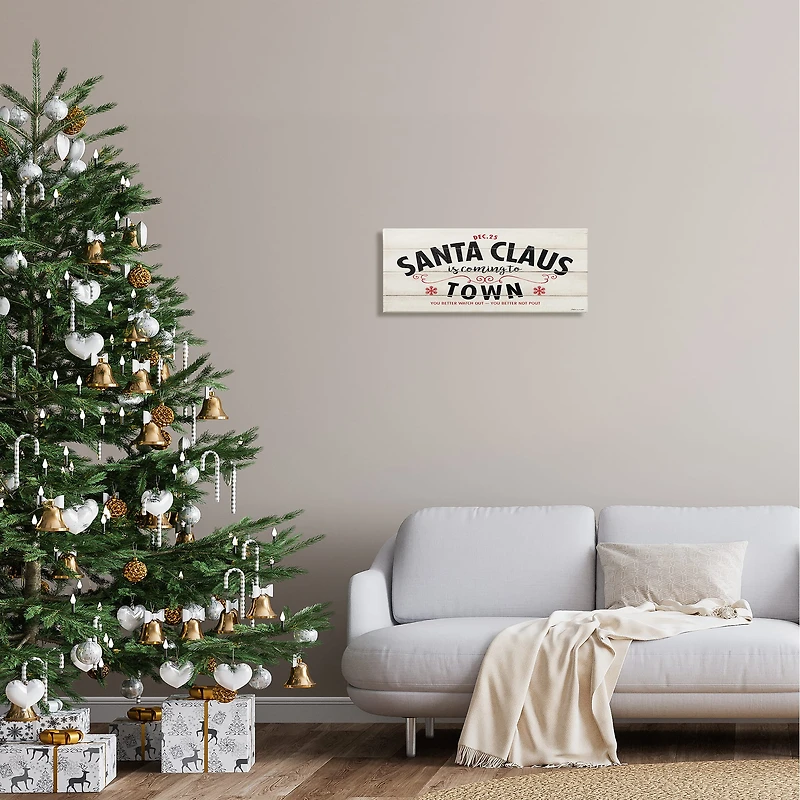 Stupell Industries Santa Claus Coming To Town Rustic Canvas Wall Art