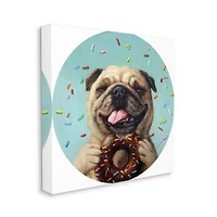 Stupell Industries Happy Pug With Sprinkle Donut Pet Dog Canvas Wall Art