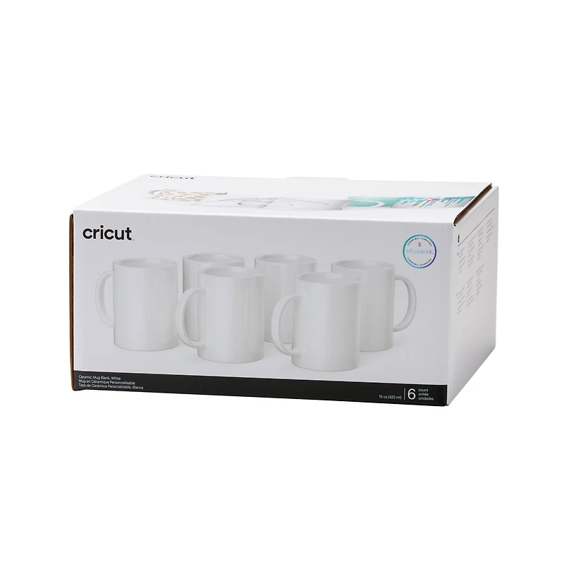 6 Packs: 6 ct. (36 total) Cricut® 15oz. White Ceramic Mug Blanks