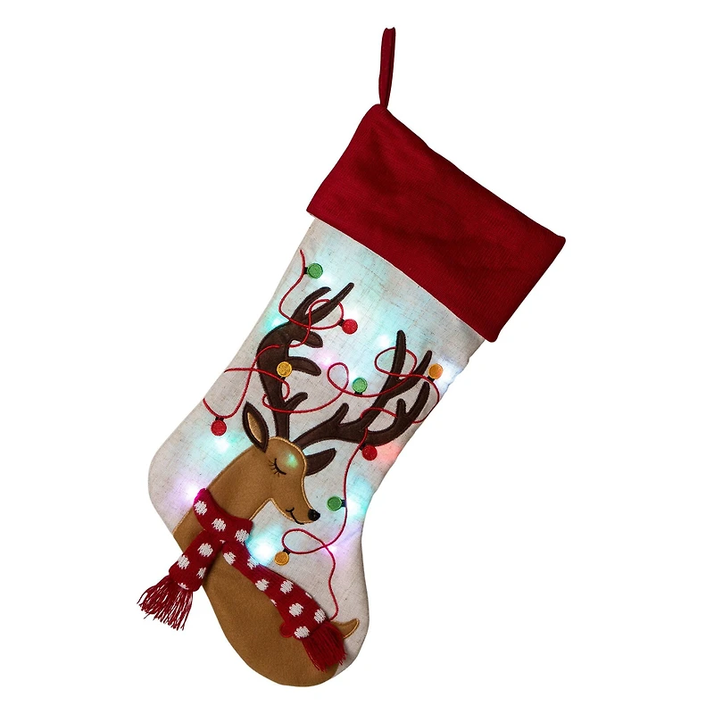 Glitzhome® LED Reindeer Stockings & Tree Skirt Set
